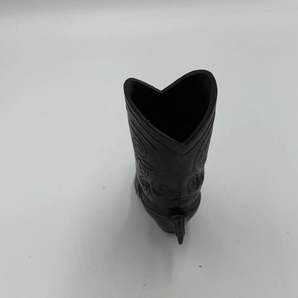 Vtg Cowboy Boot Match Toothpick Holder Brass Western Decor Figurine Trophy Craft